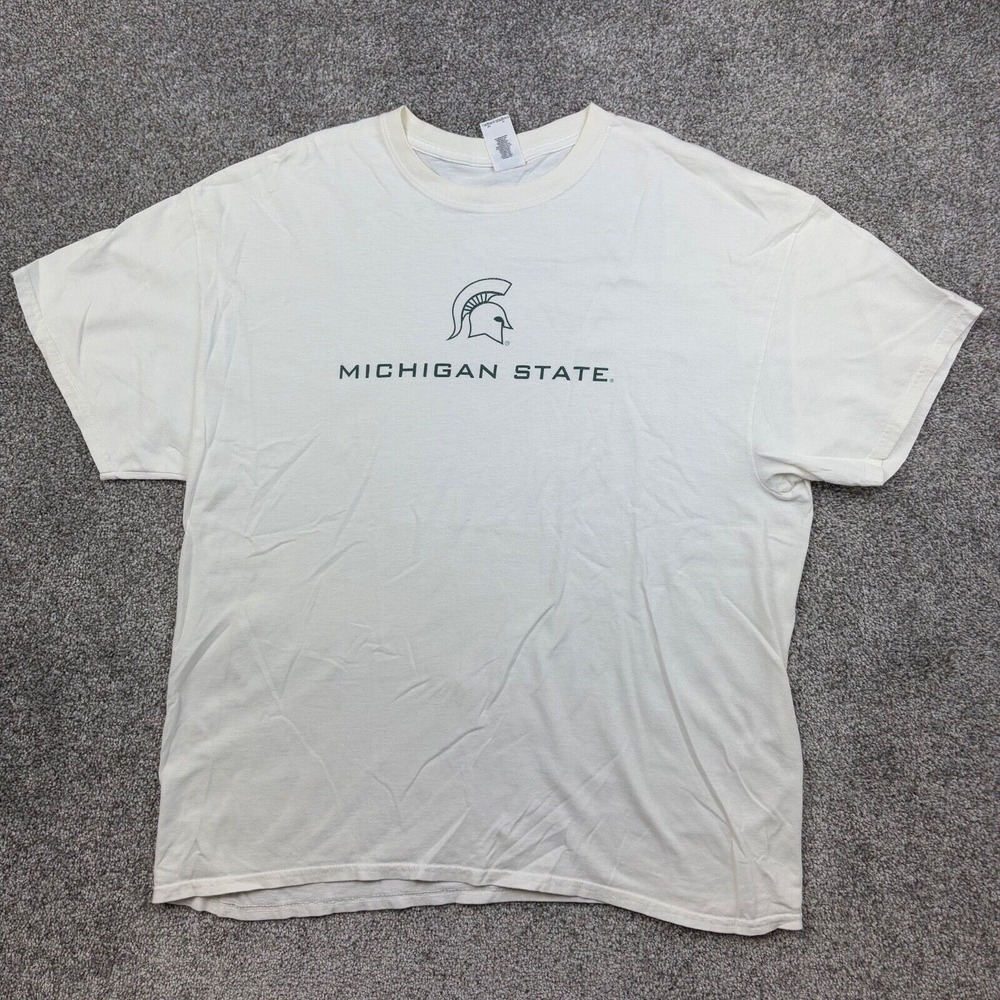 Michigan State Spartans Shirt Mens XL White MSU Logo Sparty Helmet
